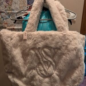 Victoria's Secret Soft Beige Faux Fur Tote